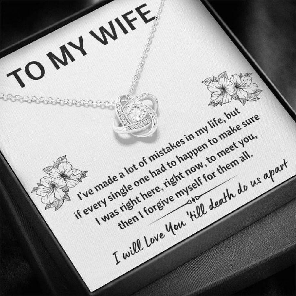 Wife Necklace, To My Wife �Mistakes� Love Knot Necklace Gift From Husband