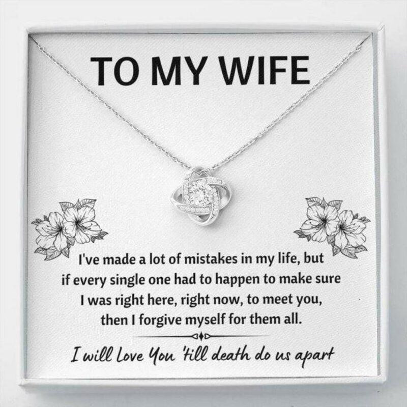 Wife Necklace, To My Wife �Mistakes� Love Knot Necklace Gift From Husband