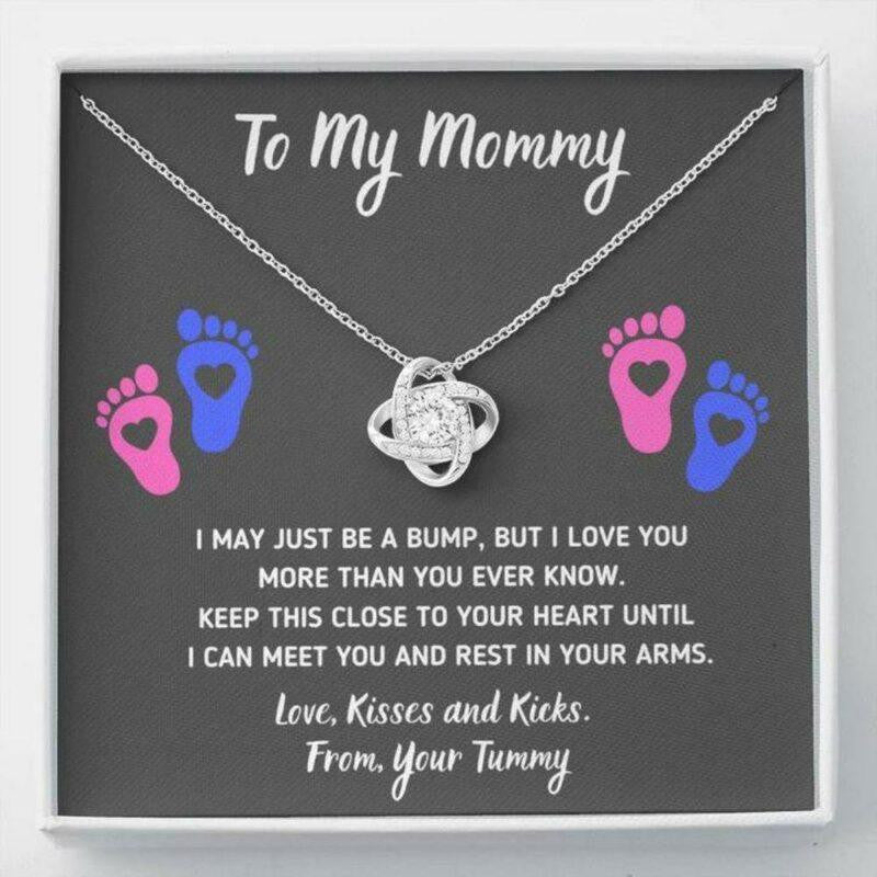 Mom Necklace, To My Mommy �Heart-Feet� Love Knot Necklace Gift For Mom