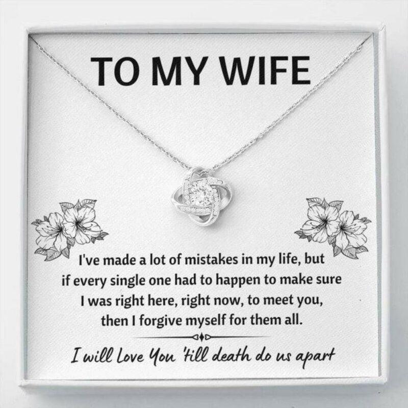 Wife Necklace, To My Wife Mistakes Love Knot Necklace Gift