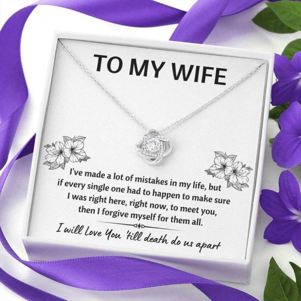 Wife Necklace, To My Wife Mistakes Love Knot Necklace Gift