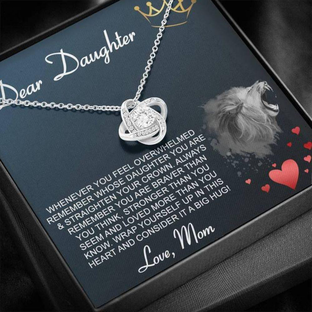 Daughter Necklace, Dear Daughter �Crown� Love Knot Necklace Gift From Dad Mom