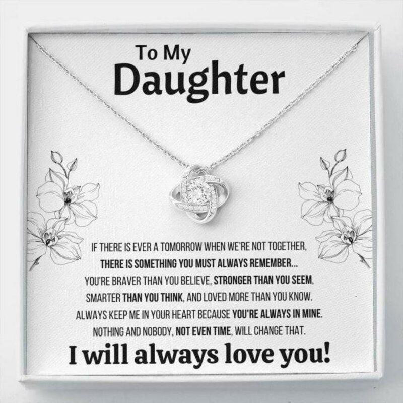 Daughter Necklace, To My Daughter �Not Even Time� Love Knot Necklace Gift From Dad Mom