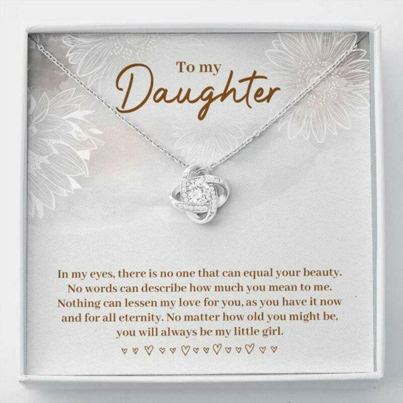 Daughter Necklace, To My Daughter �Equal Your Beauty� Love Knot Necklace Gift From Dad Mom
