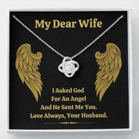 Thumbnail for Wife Necklace, Dear Wife Angel Love Knot Necklace Gift