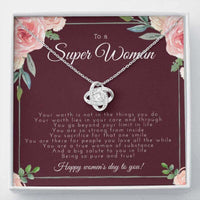 Thumbnail for Mom Necklace, Super Woman Mothers Necklace Gift, Happy Womens Day Necklace
