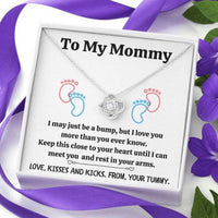 Thumbnail for Mom Necklace, To My Mommy �Baby Feet � White� Love Knot Necklace Gift For Mom