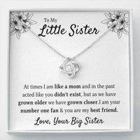 Thumbnail for Sister Necklace, To My Little Sister �Your Fan� Love Knot Necklace Best Friends Bestie Gift