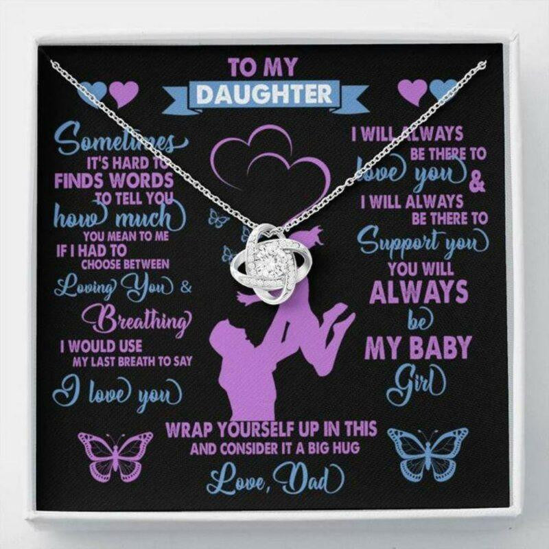 Daughter Necklace, To My Daughter Necklace Gift Dad �Breathing� Love Knot Necklace
