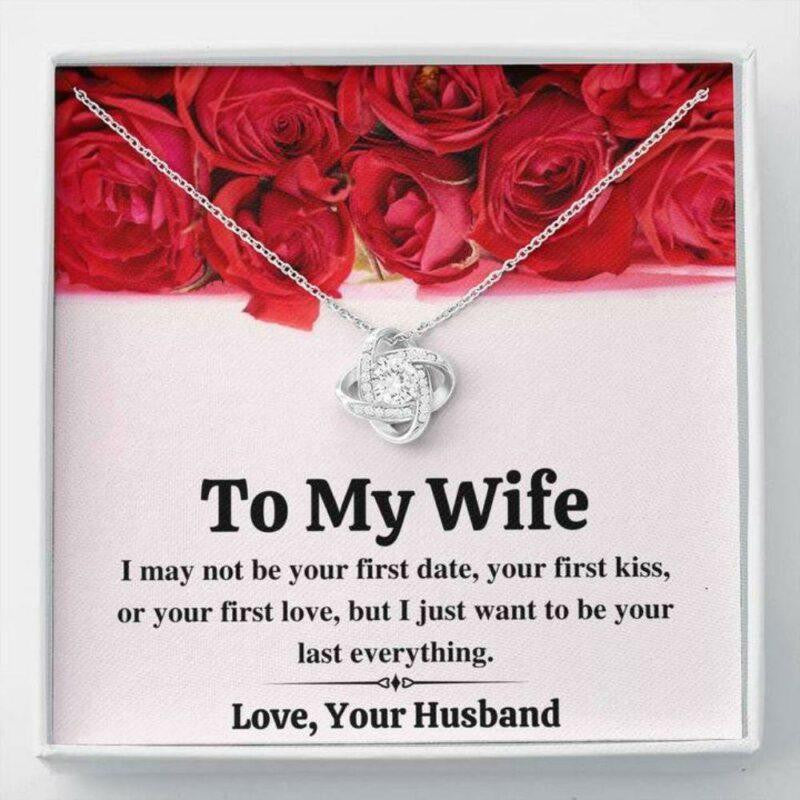 Wife Necklace, To My Wife Last Everything � Red Roses Love Knot Necklace Gift