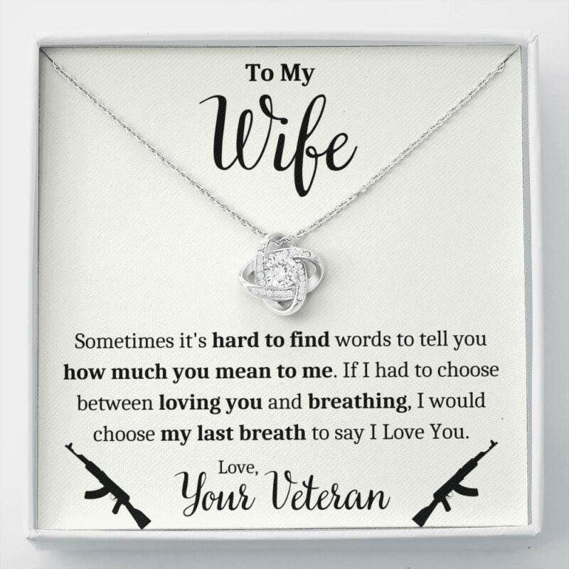 Wife Necklace, To My Wife Veteran � Breathing Love Knot Necklace Gift