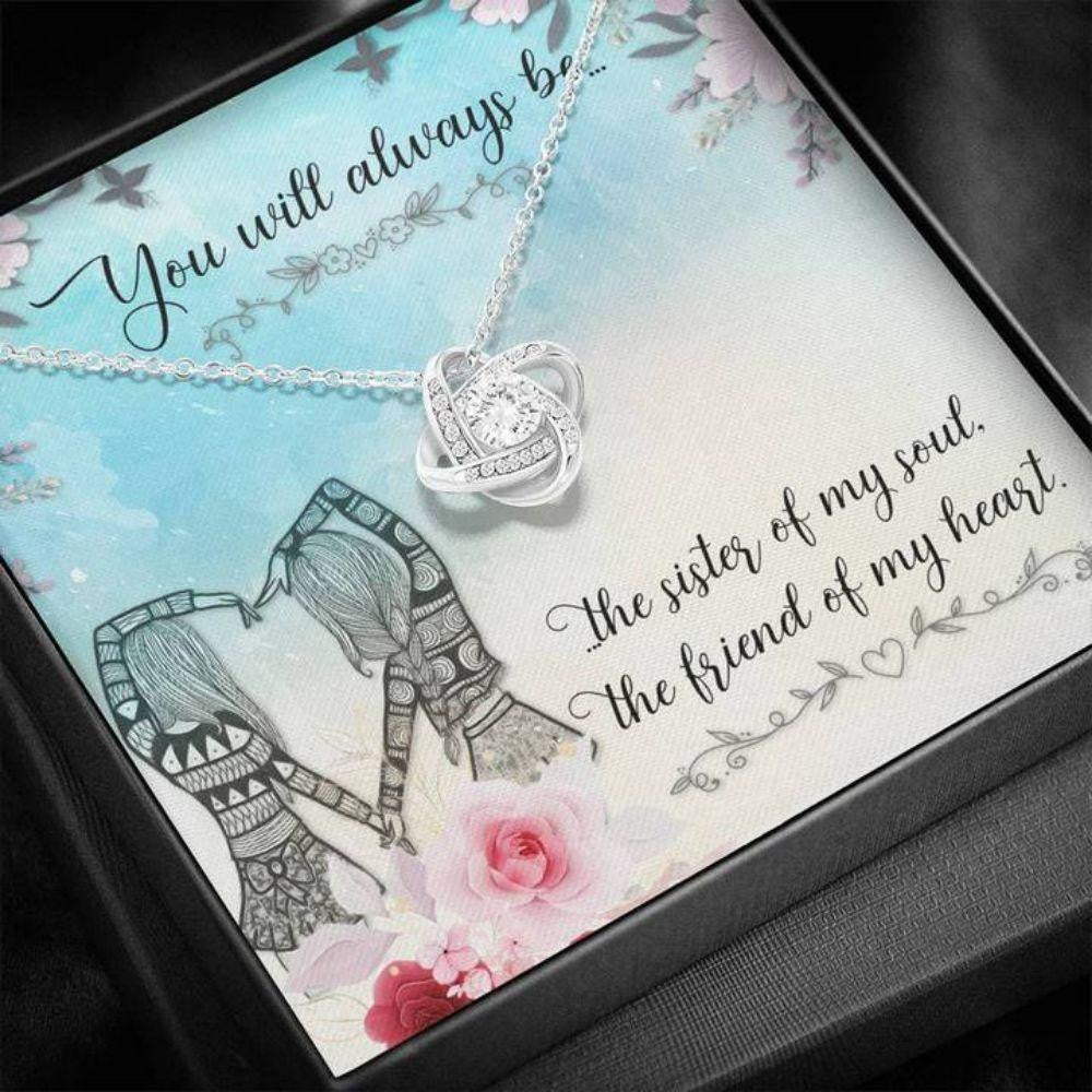 Sister Necklace, To My Best Friend �Sister Of My Soul� Love Knot Necklace Gift