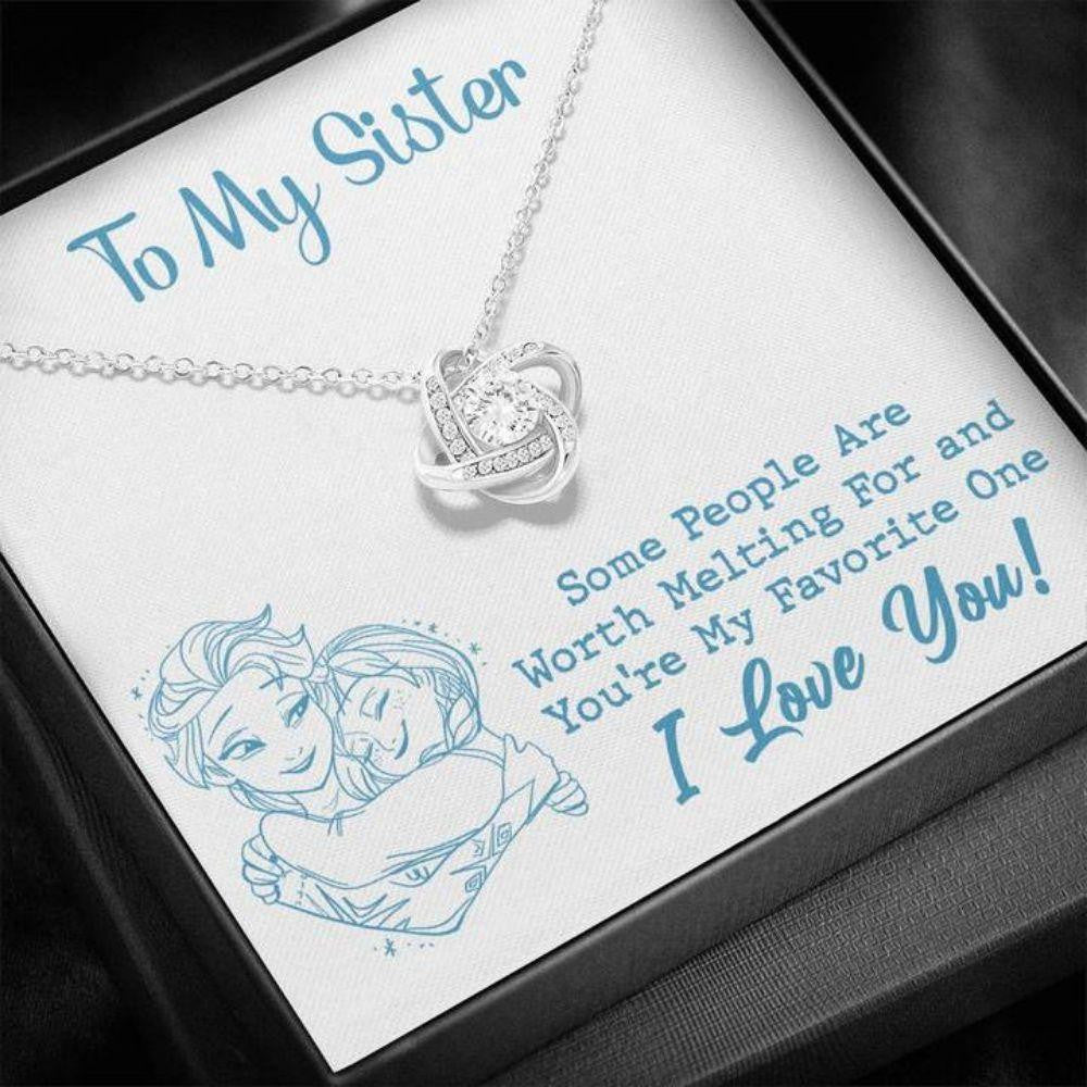Sister Necklace, To My Sister Necklace Worth Melting Hug Sky Blue Love Knot Necklace Gift