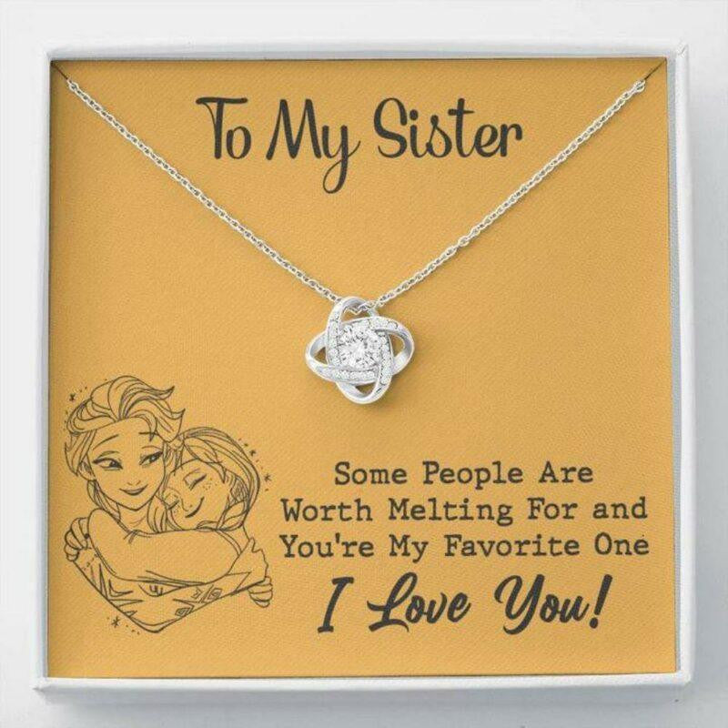 Sister Necklace, To My Sister Necklace Worth Melting Hug Yellow Love Knot Necklace Gift