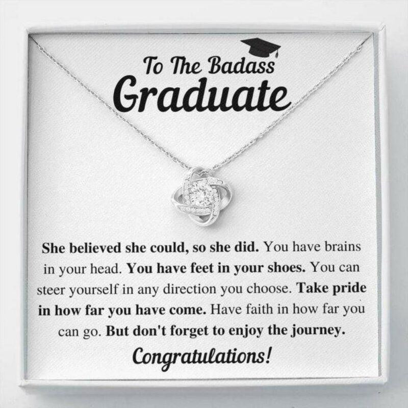 Daughter Necklace, To The Badass Graduate She Did Love Knot Necklace Gift