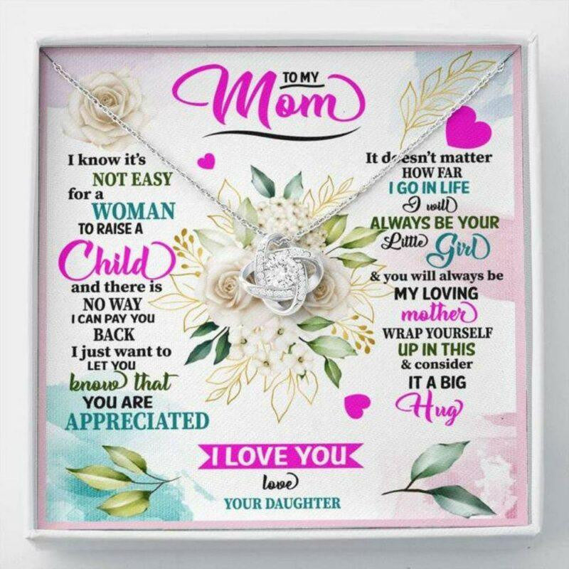 Mom Necklace, To My Mom Necklace From Daughter �Raise� Love Knot Necklace Gift