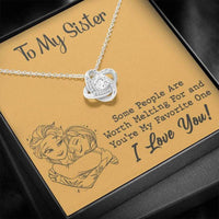 Thumbnail for Sister Necklace, To My Sister Necklace Worth Melting Hug Yellow Love Knot Necklace Gift