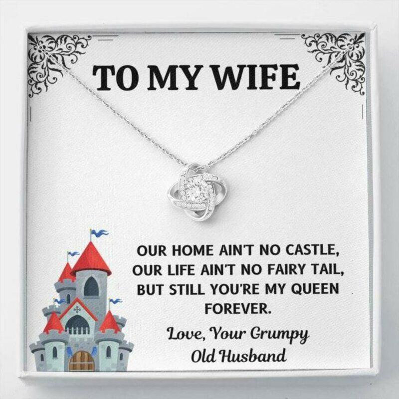 Wife Necklace, To My Wife Castle Love Knot Necklace Gift