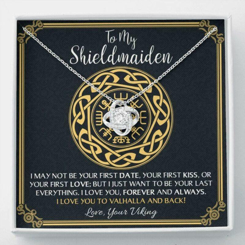 Girlfriend Necklace, Wife Necklace, To My Shieldmaiden Love You To Valhalla And Back Necklace, Wife Girlfriend Viking Gift