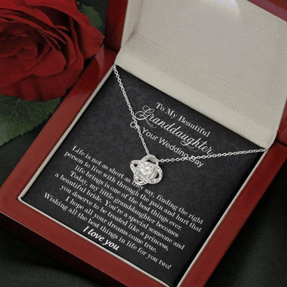 Granddaughter Necklace, To My Beautiful Granddaughter Wedding Day Necklace, To Bride From Grandma Grandpa