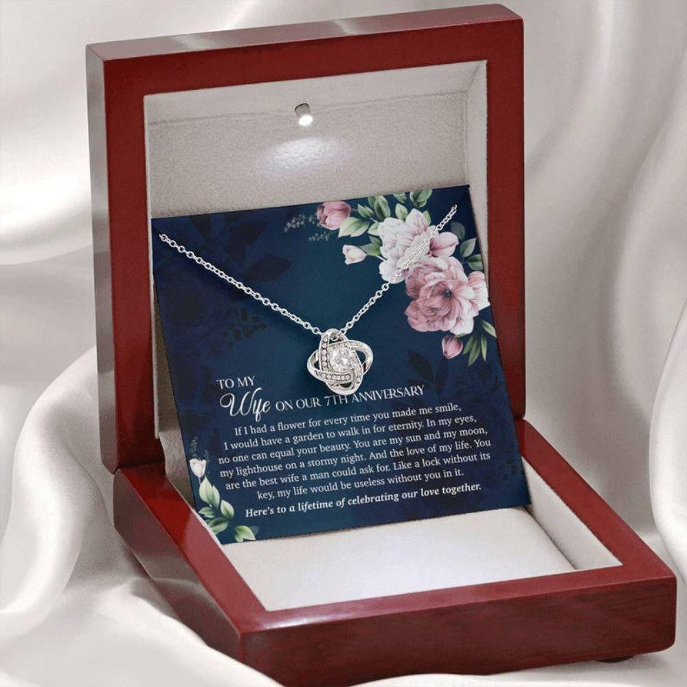 Wife Necklace, 7th Anniversary Necklace Gift For Wife, 7 Years Wedding Anniversary Necklace