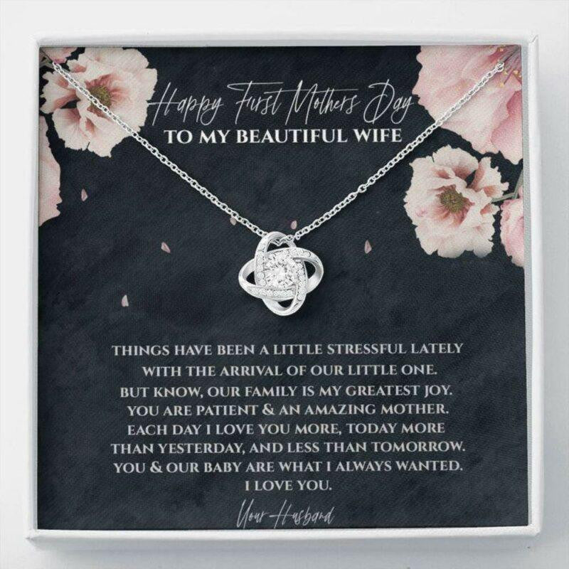 Wife Necklace, Happy First Mother�s Day To My Beautiful Wife Necklace Gift From Husband