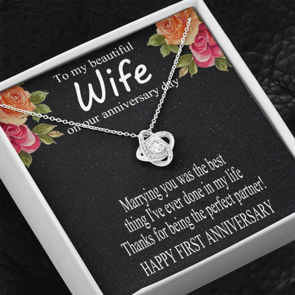 Wife Necklace, 1 Year Anniversary Gifts, 1st Wedding Anniversary Necklace Gift For Wife