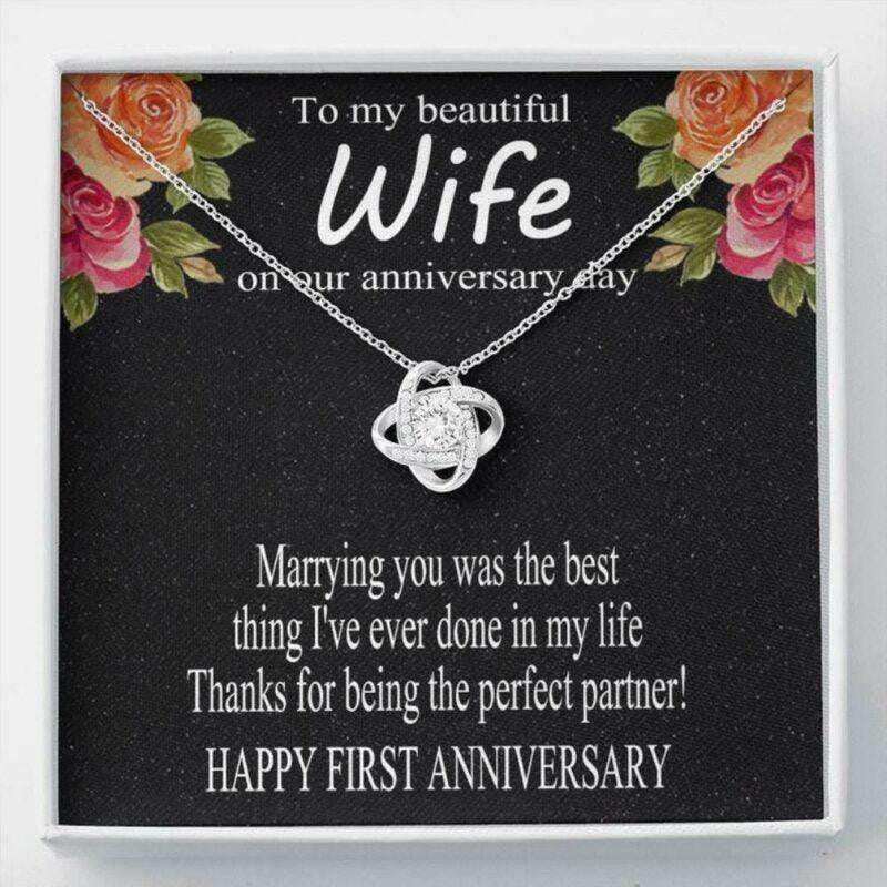 Wife Necklace, 1 Year Anniversary Gifts, 1st Wedding Anniversary Necklace Gift For Wife