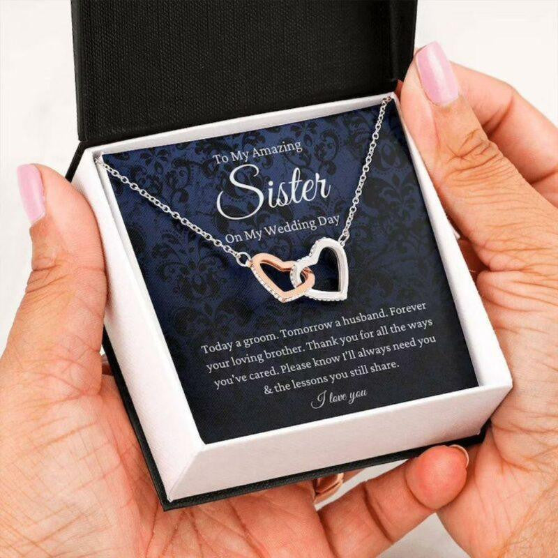 Sister Necklace, Sister Of The Groom Necklace Gift From Brother, To My Sister Wedding Gift From Groom