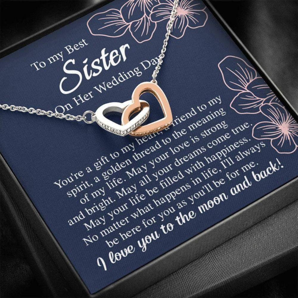 Sister Necklace, Sister Gift On Wedding Day, To Bride Necklace From Sister Brother, To My Sister On Her Wedding Necklace