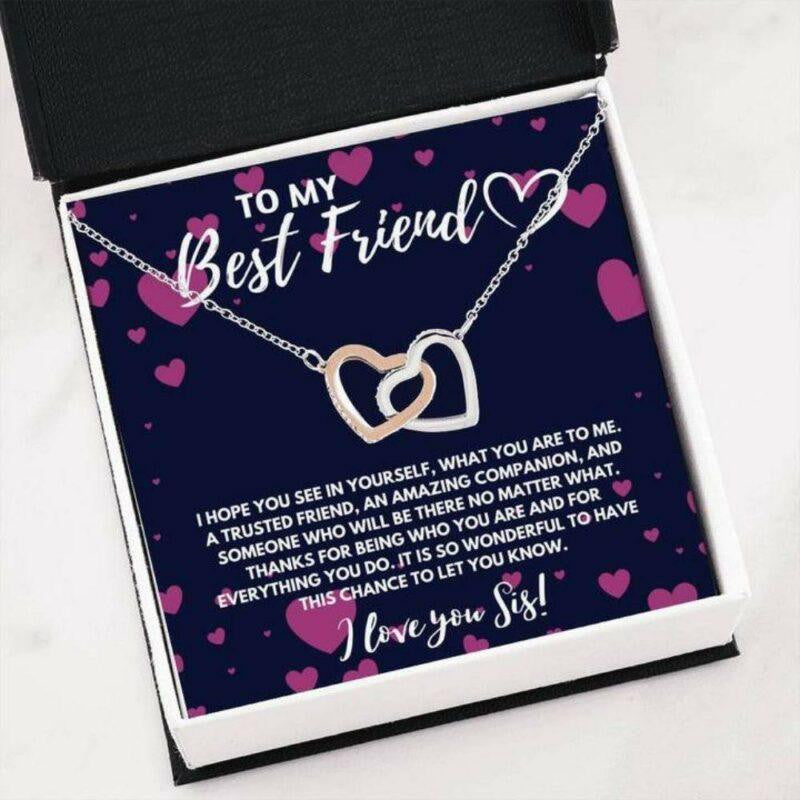 Friend Necklace, Sister Necklace, To My Best Friend BFF Soul Sister Interlocking Heart Necklace Gift