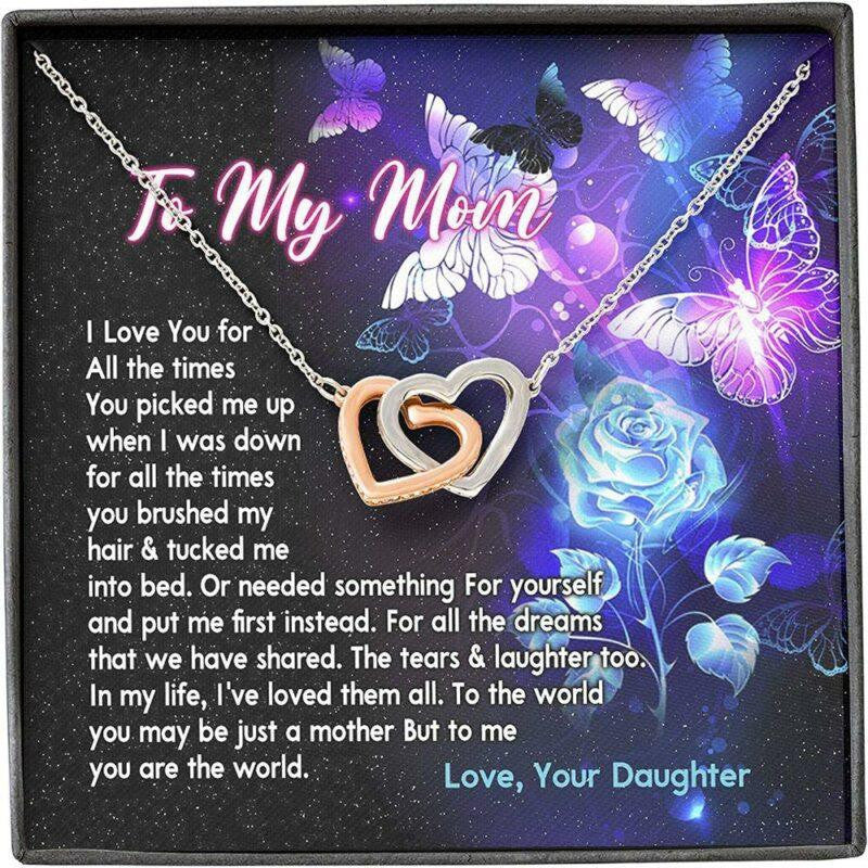 Mom Necklace, Mother Daughter Necklace, Presents For Mom Gifts, World Butterfly Rose