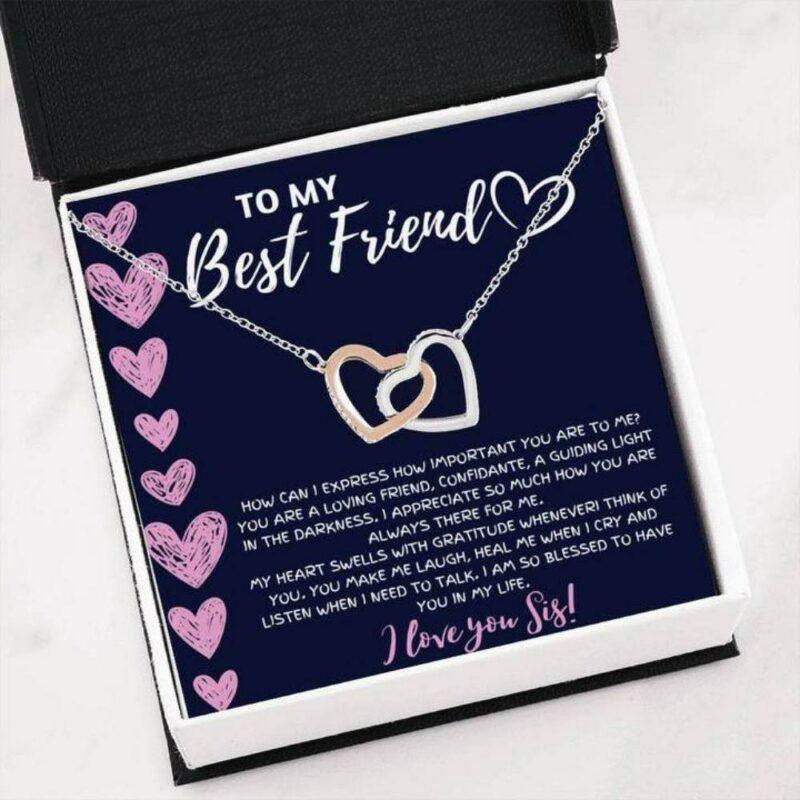 Friend Necklace, To My Best Friend �Blessed To Have You In My Life� Interlocking Heart Gift