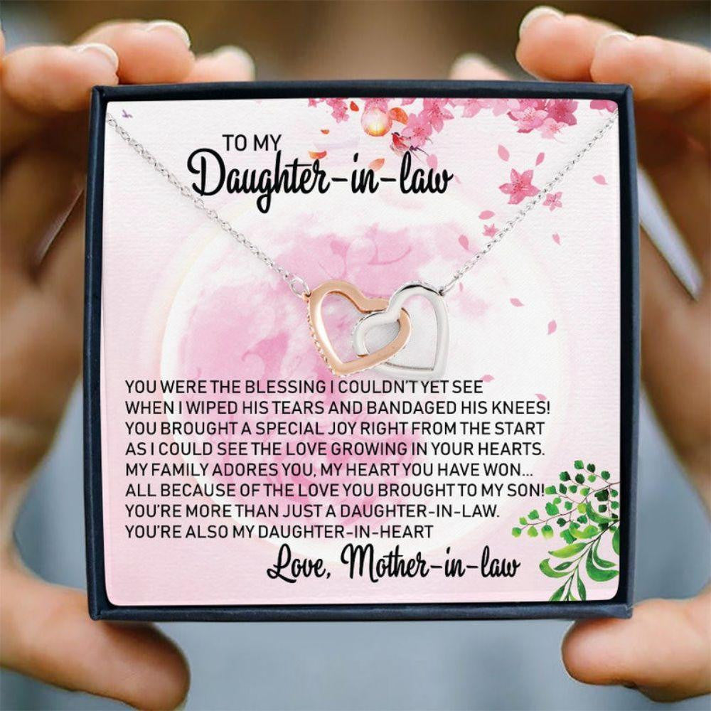 Daughter Necklace, To My Daughter In Law Joined Hearts Necklace, Gift For Daughter In Law, Welcoming Daughter In Law Into Family