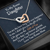 Thumbnail for Stepdaughter Necklace, To My Bonus Daughter Interlocking Hearts Necklace, Birthday Gift, I Love You