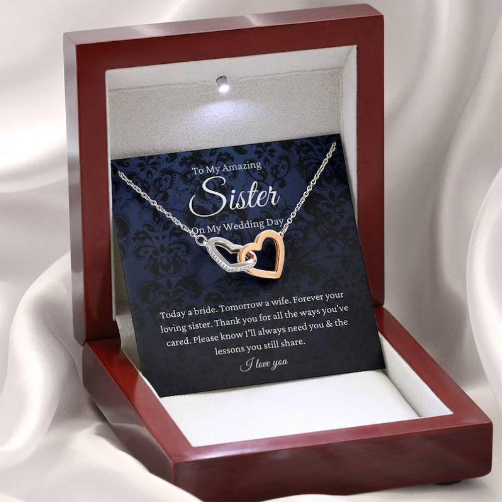 Sister Necklace, Sister Of The Bride Necklace Gift From Sister, To Sister Wedding Day Gift From Bride