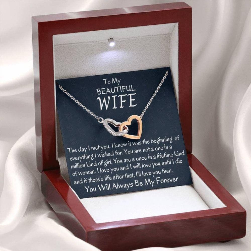 Wife Necklace, To My Wife Gift Two Hearts Necklace For Her Anniversary, Birthday Gift, Gift For Her, Gift For Wif