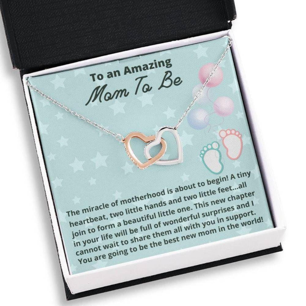 Mom Necklace, Mom To Be Necklace Gift, Gift Two Hearts Necklace For Expecting Moms, Mom To Be, New Mom Gift, Pregnancy Gift