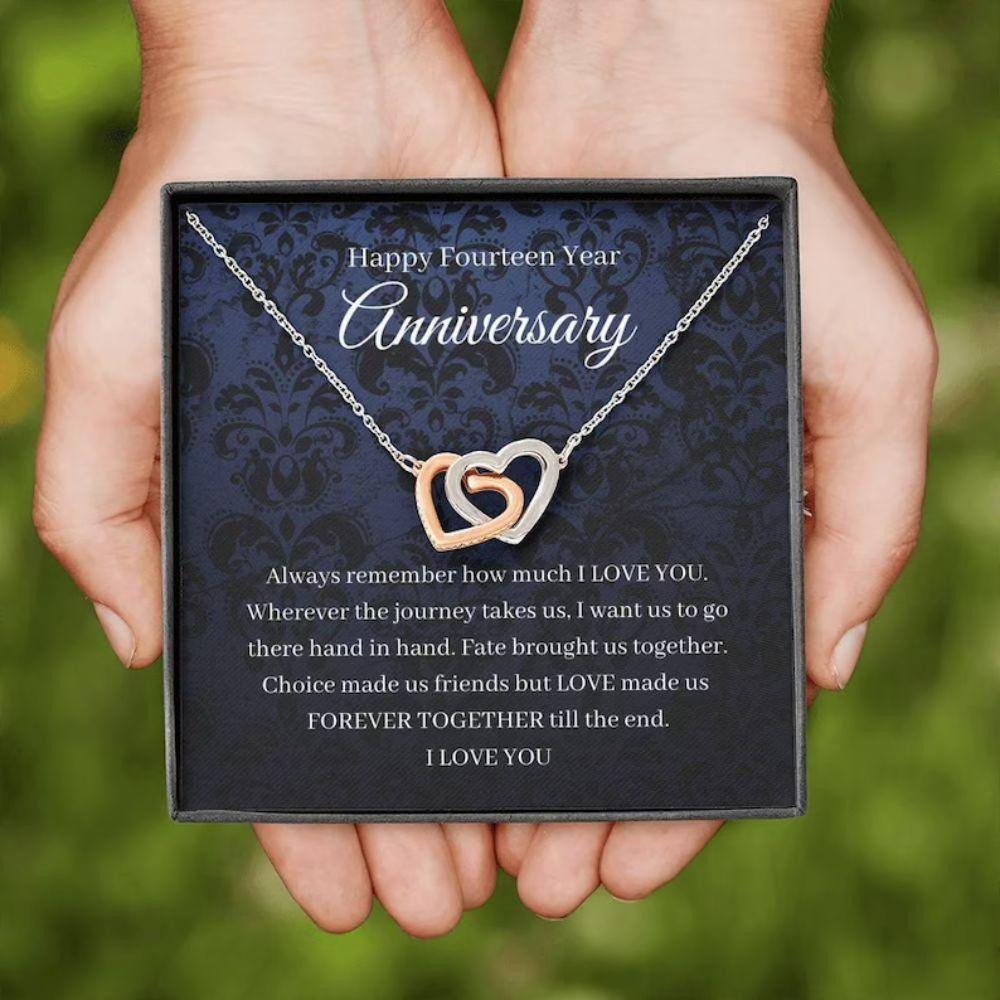 Wife Necklace, 14th Wedding Anniversary Necklace Gift For Wife Gold Anniversary Fourteenth