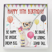 Thumbnail for Daughter Necklace, Stepdaughter Necklace, 11th Birthday Necklace Gift For Daughter, 11 Years Old Cute Llama Necklace