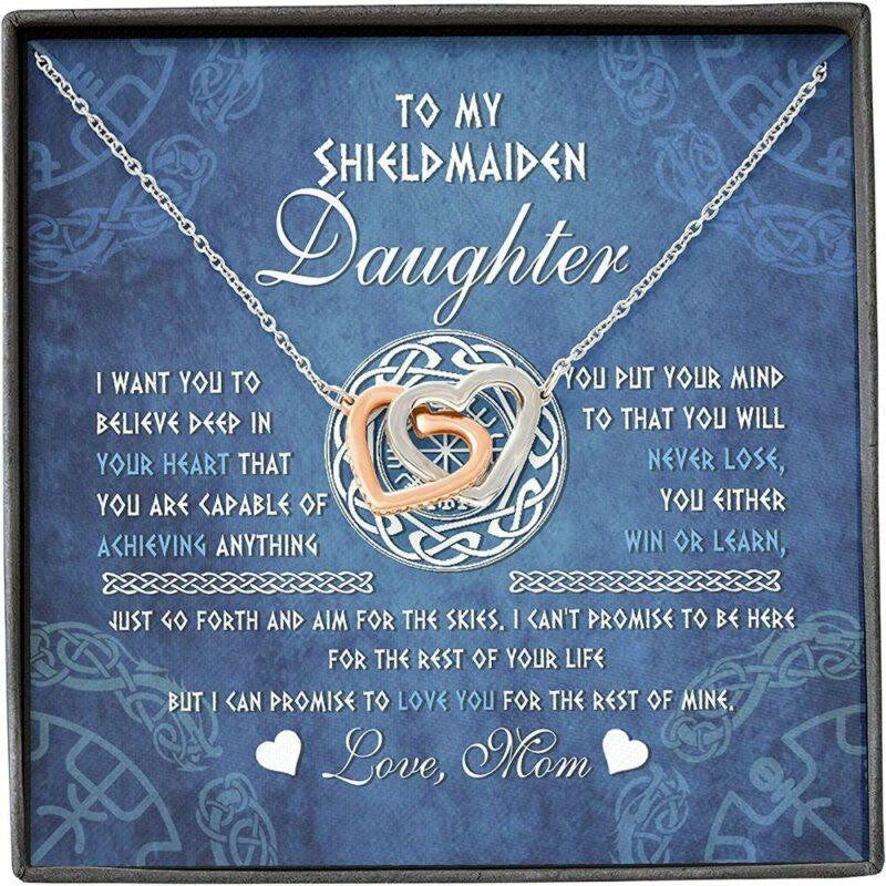 Daughter Necklace, Mother Daughter Necklace, Shield Maiden Viking Believe Achive Promise Love
