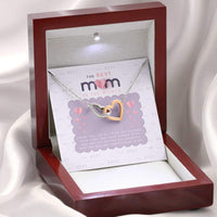 Thumbnail for Mom Necklace, Gift For The Best Mom In The World On Mother�s Day With Pink Paper  Interlocking Hearts Necklaces