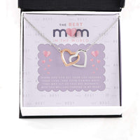 Thumbnail for Mom Necklace, Gift For The Best Mom In The World On Mother�s Day With Pink Paper  Interlocking Hearts Necklaces