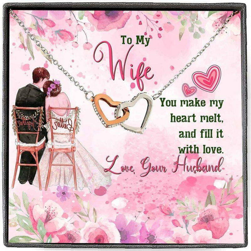 Wife Necklace, Necklace Gifts For Wife, To My Wife You Make My Heart Melt