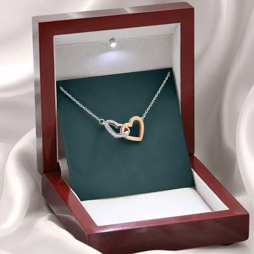Wife Necklace � Necklace For Wife � To My Wife In Navy And Gold Interlocking Hearts Necklace