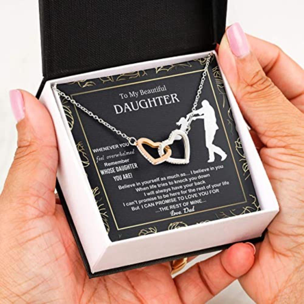 Daughter Necklace, Father Daughter Necklace, Dad Gifts, Beautiful Overwhelmed Remember Believe Promise Necklace