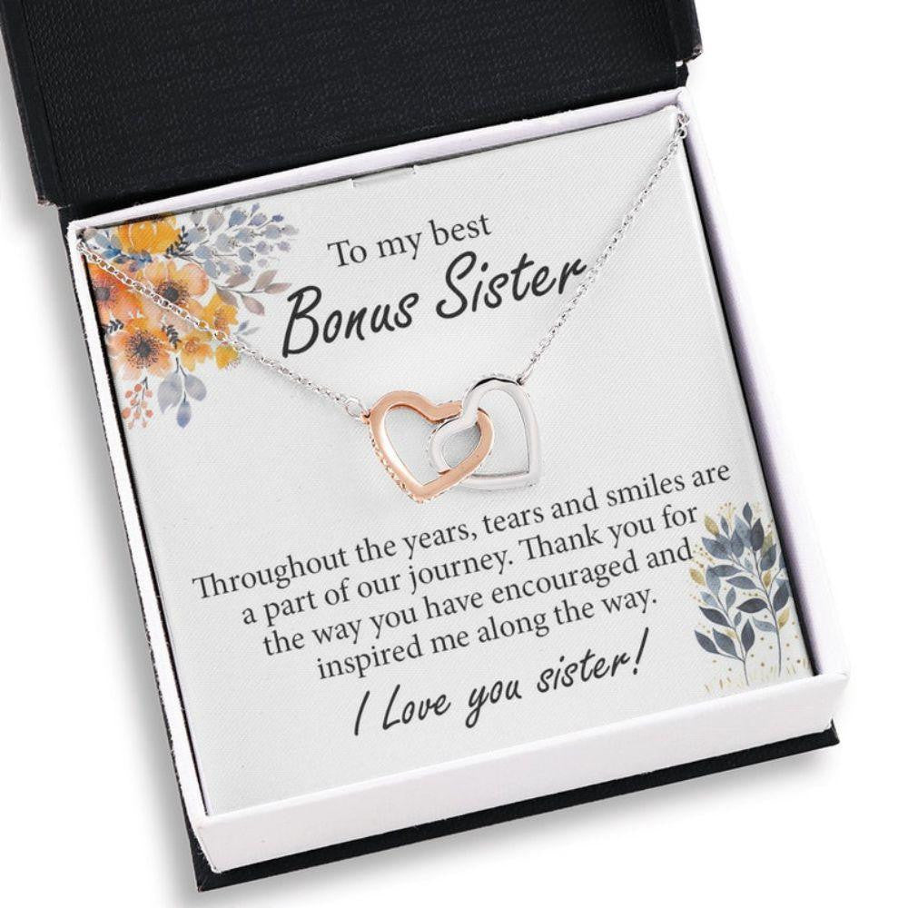 Sister Necklace, Heart Necklace For My Bonus Sister, Bonus Sister Gifts, Necklace For Sister On Birthday