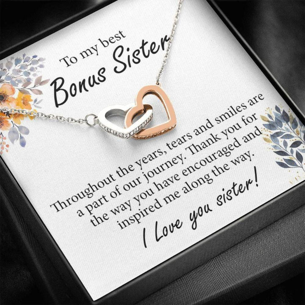Sister Necklace, Heart Necklace For My Bonus Sister, Bonus Sister Gifts, Necklace For Sister On Birthday