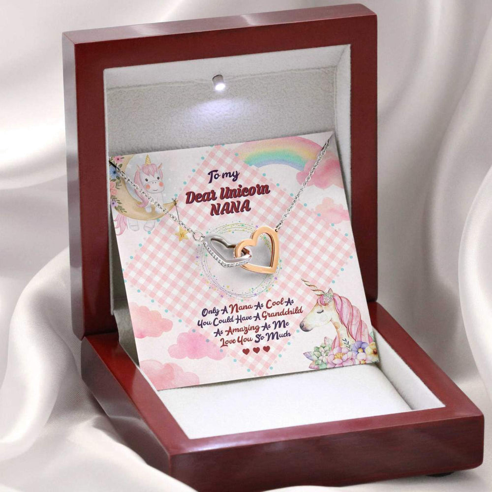 Grandmother Necklace, Colorful Present For Your Lovely Grandma On Mother�s Day With Unicorns And  Interlocking Hearts Necklaces