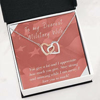 Thumbnail for Wife Necklace, Gift Necklace For Wife Deployment Patriotic Interlocking Hearts Necklace